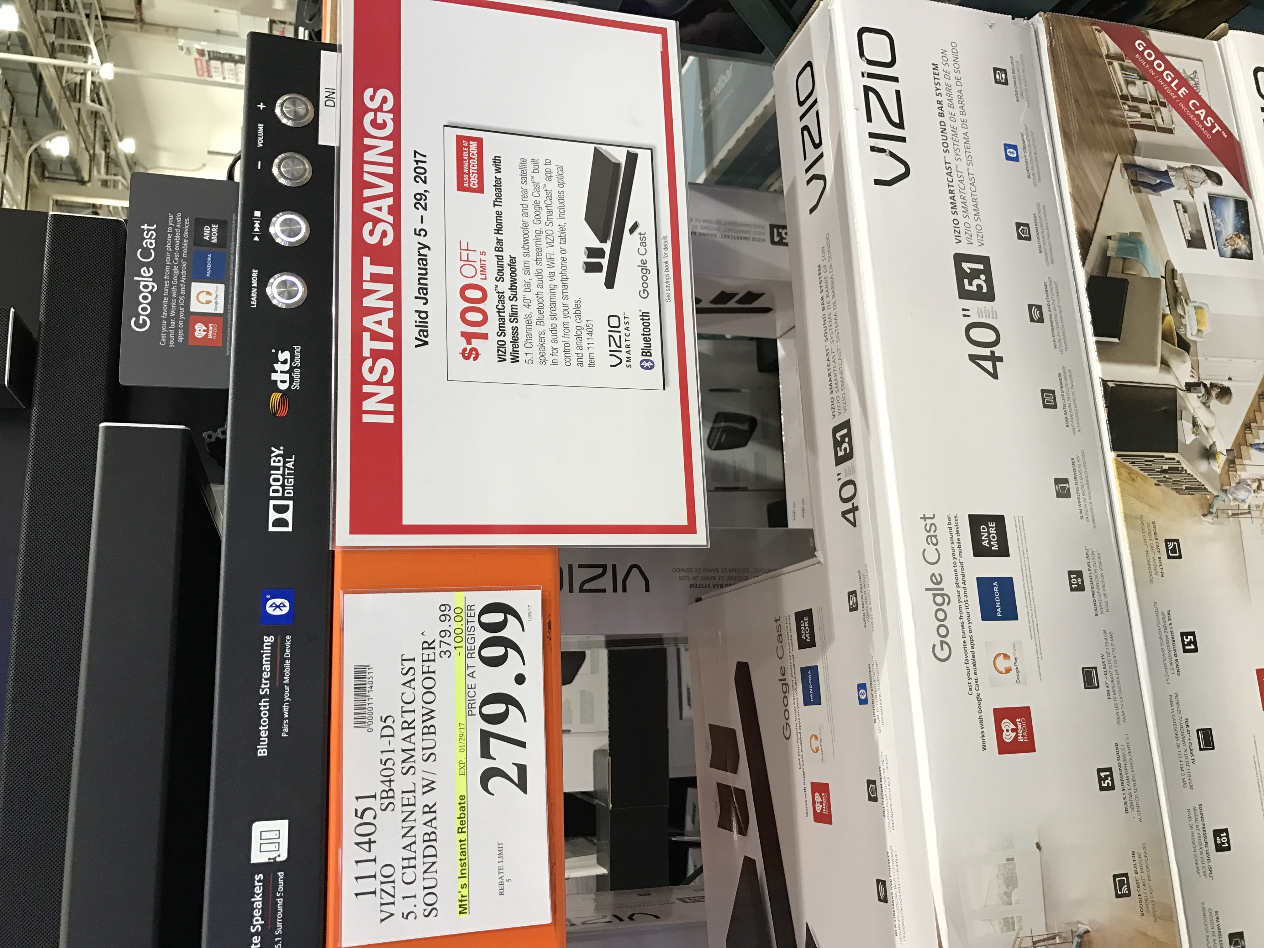 VIZIO SmartCast™ 40” 5.1 Sound Bar System SB4051-D5 $279.99 @ Costco
