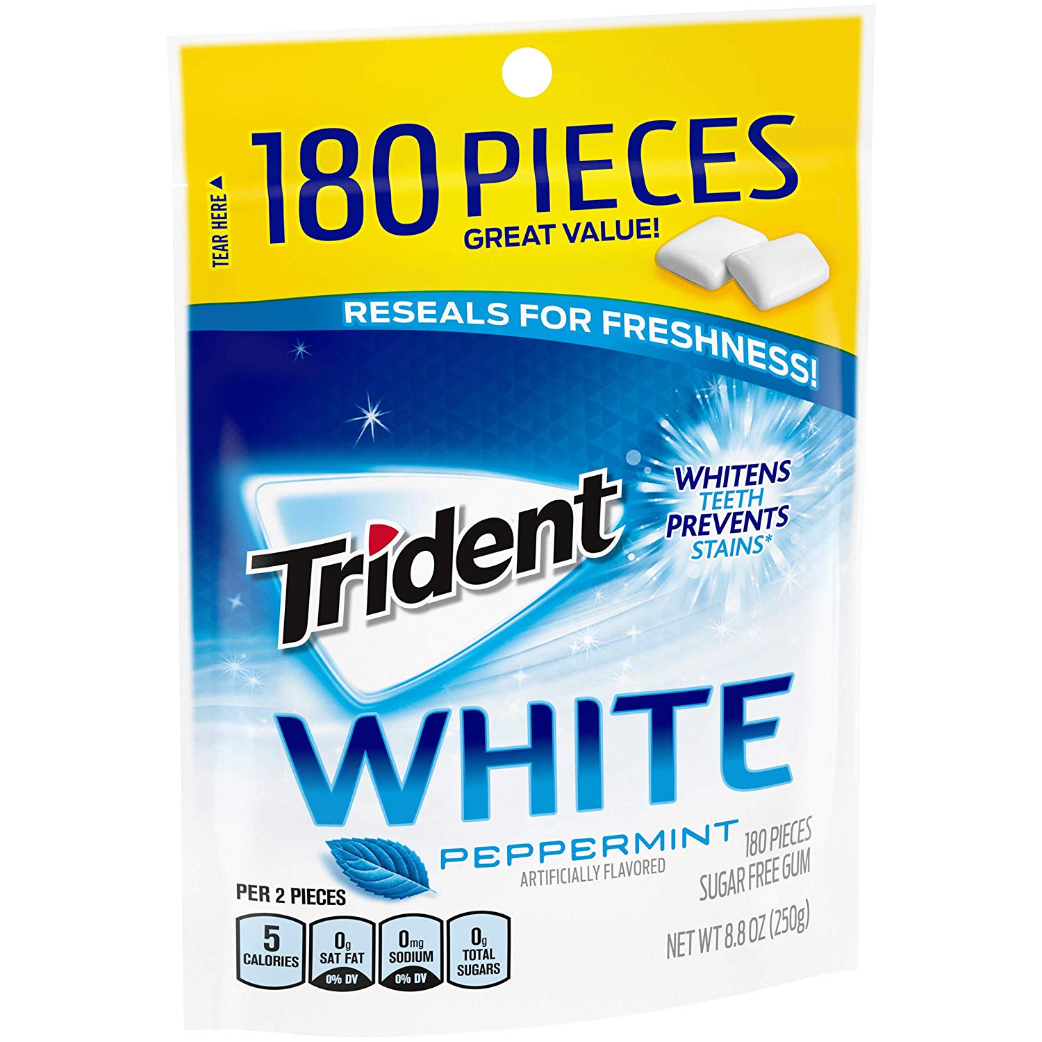 Amazon: 4 x 180 Count Trident White Sugar-Free Gum (Peppermint) $6.68 or Lower w/ S&S