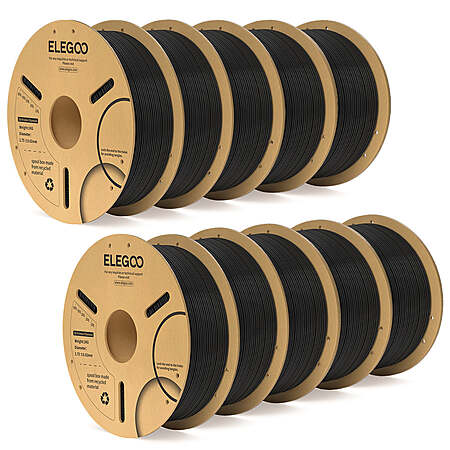 10-Pk 1-Kg ELEGOO 1.75mm 3D Printer Filament PLA+ Black $99.99, 10KG Rapid PETG (Various) $104.99 & More + free shipping
