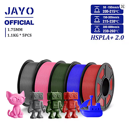 5-Pack 1.1kg JAYO High Speed PLA+ 2.0 1.75mm 3D Printer Filament (Various) $44.20 + free s/h