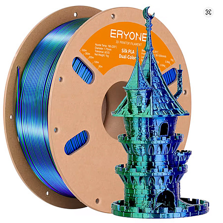 3-Pack of 1KG ERYONE 1.75mm Dual Color Silk PLA 3D Printer Filament $31.24 + free s/h