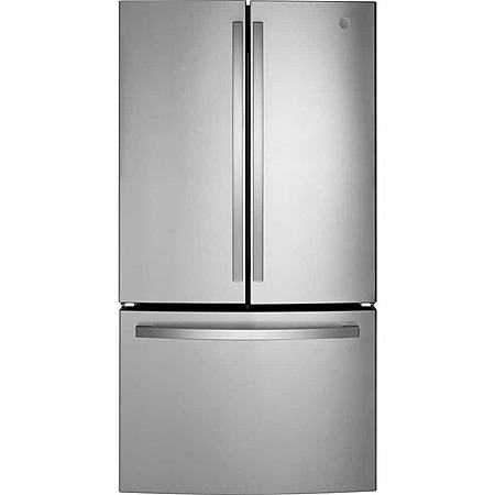 $1699 Free Delivery GE 27 cu. ft. French Door Refrigerator in Fingerprint resistant, stainless with Internal Dispenser Home Depot