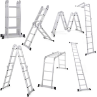 12.5' Ktaxon Step Platform Foldable Scaffold Ladder w/ 330lb Capacity