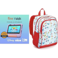 Fire 7 Kids Tablet, 7" (16 GB, Purple) w/ Red Birds Nupro Backpack Bundle $44.99 + Free Shipping