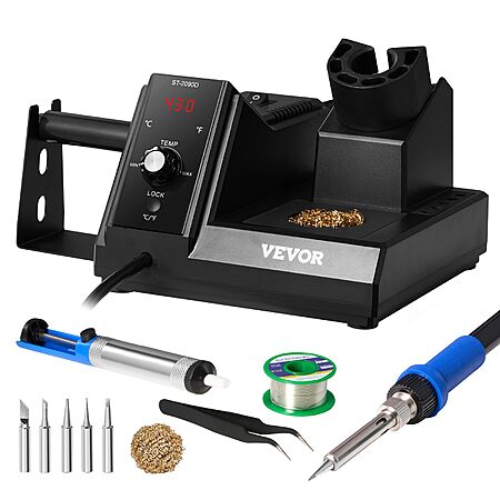 80W VEVOR Soldering Iron Station Kit w/ Digital Display, 5 Tips & Solder Sucker $20.39 + Free Shipping w/ Prime or on $35+