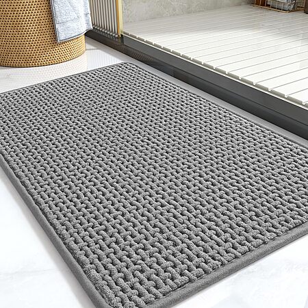 17"x24" COCOER Chenille Bath Mat w/ Non-Slip Rubber Backside (Grey) $4.99 + Free Shipping w/ Prime or on $35+