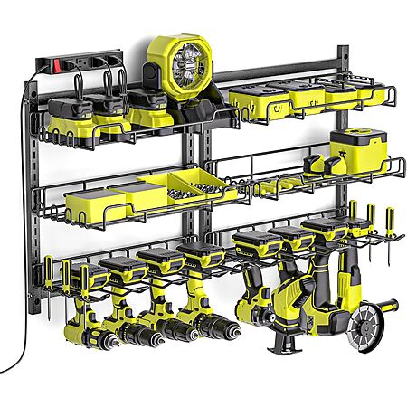 2-Pack Power Tool Organizer w/ 4-Outlet Power Strip Charging Station, 8 Power Tool Slots, & 40 Universal Hooks $29.99 + Free Shipping w/ Prime or on $35+