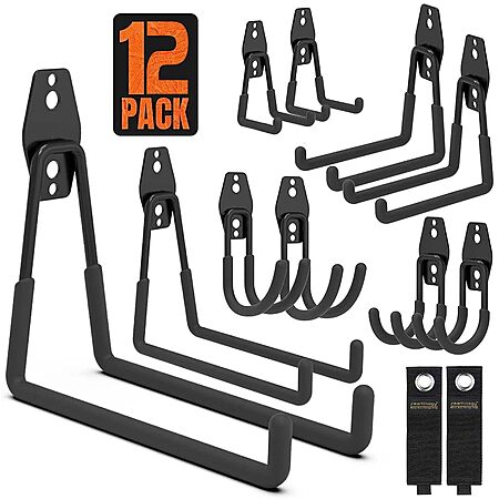 12-Pack SMARTOLOGY Garage Hooks w/ 2 Extension Cord Storage Straps (Black) $20.84 + Free Shipping w/ Prime or on $35+