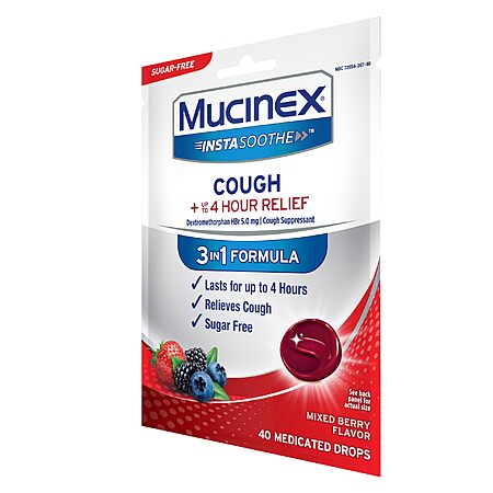 40-Count Mucinex InstaSoothe Sugar Free Mixed Berry Cough Drops $3.77 w/ Subscribe & Save