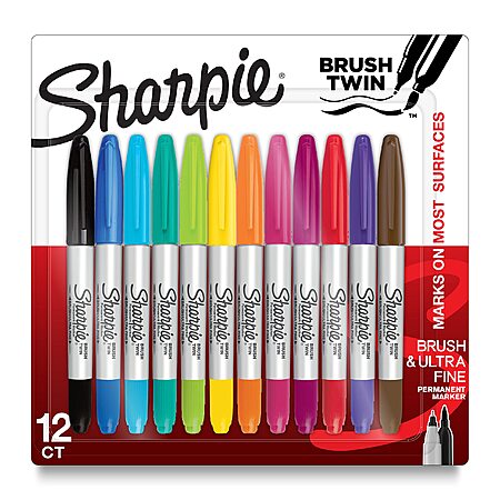 12-Count Sharpie Brush Twin Permanent Markers (Assorted Colors) $8.75 w/ Subscribe & Save