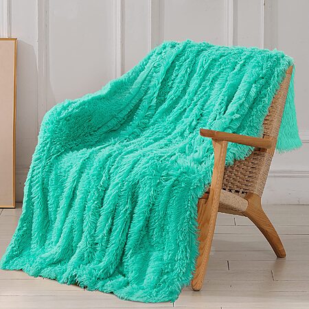 80"x90" Tuddrom Queen Faux Fur Blanket Reversible Plush Fleece: Teal Blue $9.99, Quiet Grey $12.99