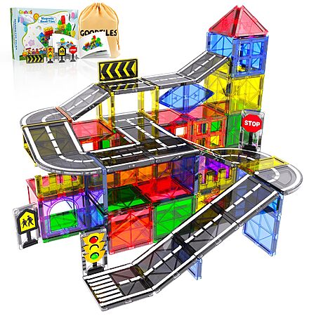 Montessori Magnetic Tiles Road Sets: 38-Piece $23.99, 106-Piece $49.99 + Free Shipping w/ Prime or on $35+