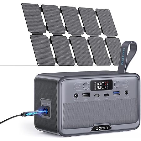 DARAN 89.6Wh 100W LiFePO4 Power Station + 25W Solar Panel $59.50 + Free S&H
