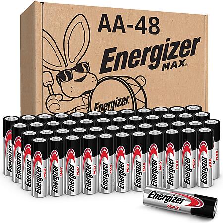 48-Pack Energizer MAX AA Alkaline Batteries $14.62 w/ S&S + Free Shipping w/ Prime or on $35+