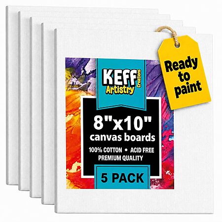 8x10" KEFF Triple Primed Painting Canvas (5-Pack) $5.00 + Free Shipping w/ Prime or on $35+