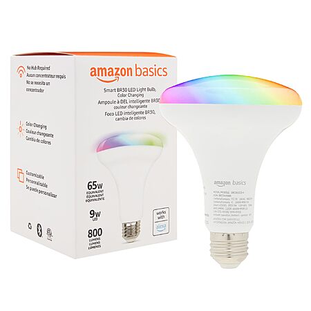 9W Amazon Basics Smart BR30 LED Color Changing Light Bulb (Alexa Compatible) $6.04 w/ S&S + Free Shipping w/ Prime or on $35+