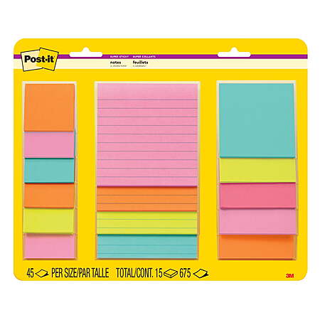 15-Pack Post-it Super Sticky Notes Assorted Sizes (Supernova Neons) $8.99 + Free Shipping w/ Walmart+ or on $35+