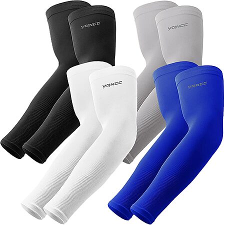 4-Pack YQXCC Cooling UV Protection Compression Arm Sleeves (Black, White, Gray, Blue) $4.24 + Free Shipping w/ Prime or on $35+