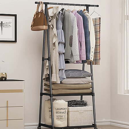2-Tier Triangle Garment Rack w/ Wheels (Various Colors) $18.19 + Free Shipping w/ Walmart+ or on $35+