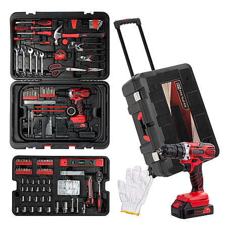 Ktaxon 599-Piece Portable Tool Set w/ Rolling Tool Box & 21V Max Cordless Power Drill $119.99 + Free Shipping w/ Walmart+ or on $35+