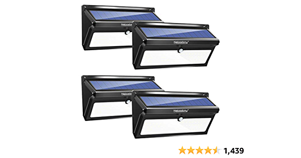 Neloodony Solar Lights Outdoor 100 LED Waterproof Solar Motion Sensor Light Outdoor Super Bright Security Wall Lights (4 Pack) $30 shipped