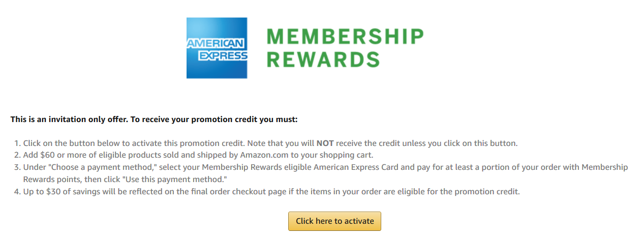 Amazon offers $30 off Purchases of $60+ for Select Amex Cardholders YMMV ends on 6/1/2018