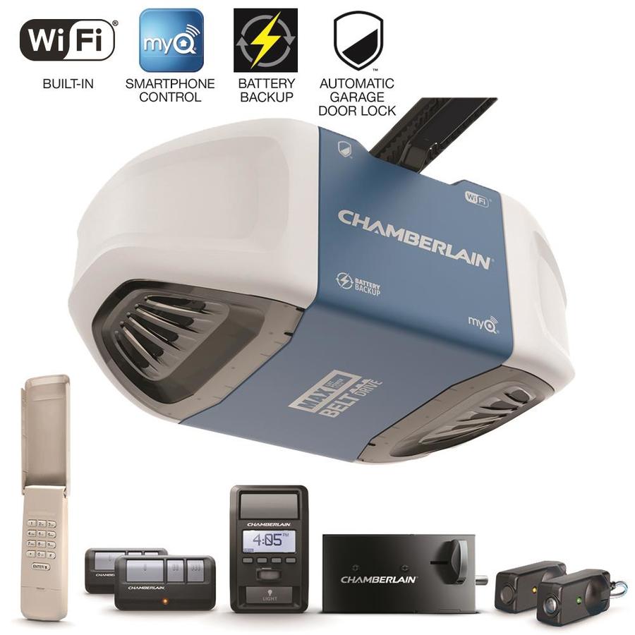 Chamberlain 1.25 HP Security Bundle Belt Drive Garage Door Opener with Built-In WiFi and Battery Back-Up 75% off - $87 was $348 B&M YMMV
