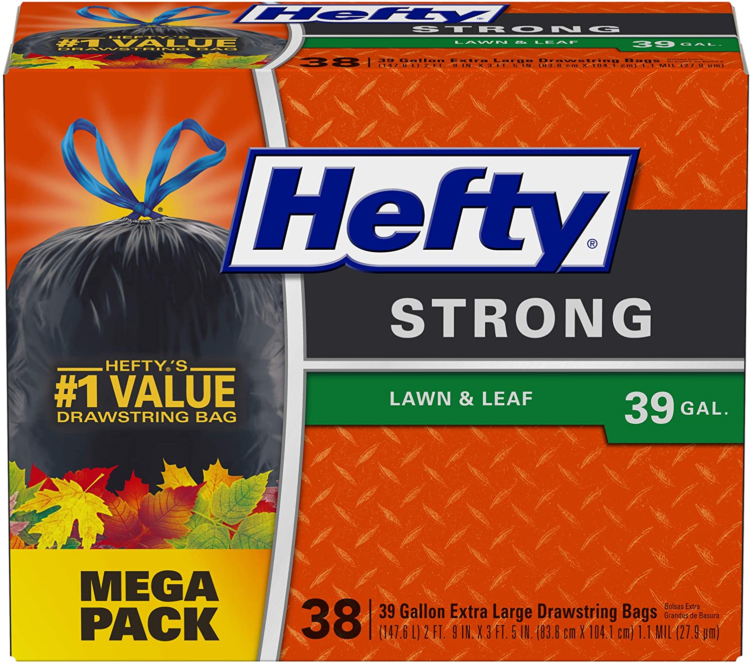 Hefty 39-Gallon Strong Lawn & Leaf Trash Bags, 38 Count - $8.70 + tax w/ 15%S&S + Free Shipping w/ Prime or on $25+