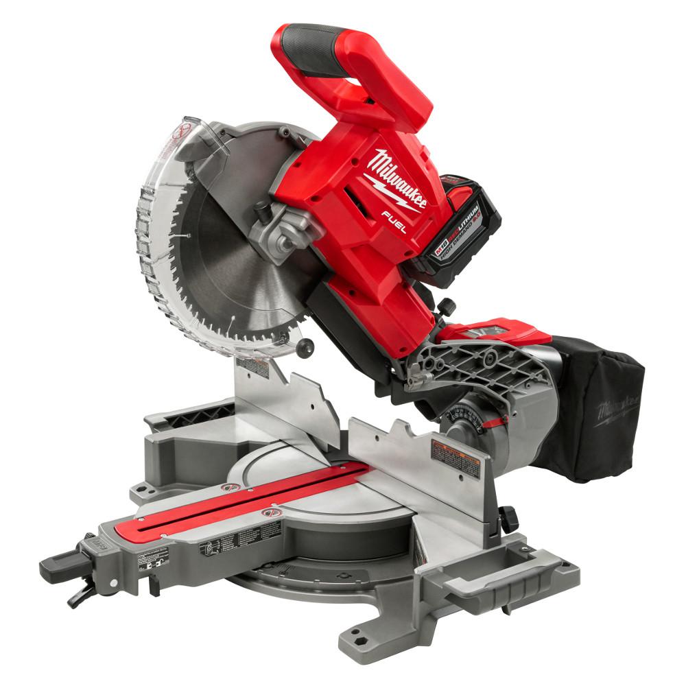 Buy Milwaukee M18 10 in. Dual Bevel Sliding Compound Miter Saw Kit get a M18 Rocket LED Stand Light with Free 5.0Ah Battery kit free (In store only) $599