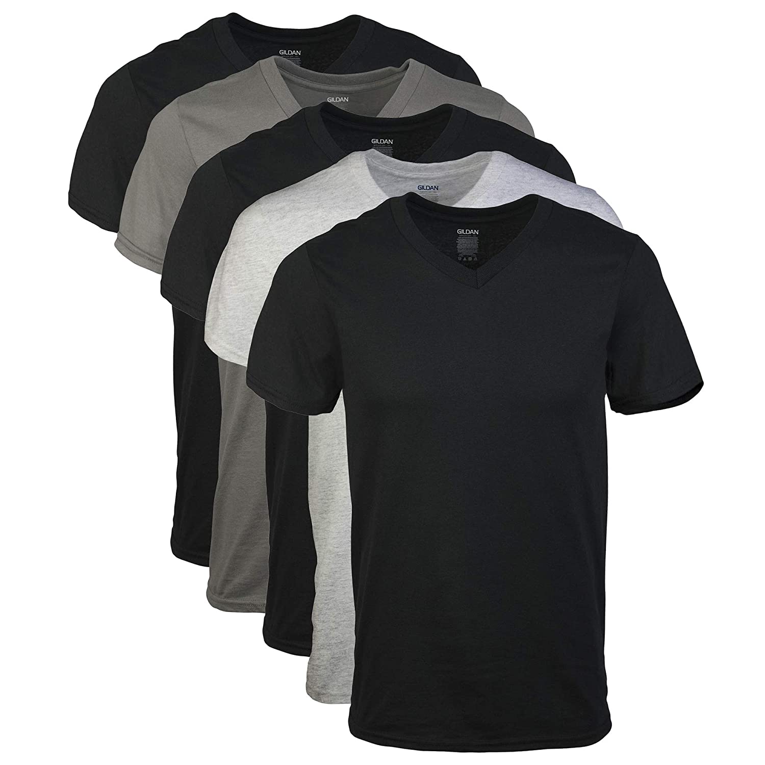 Gildan Men's Assorted V-Neck T-Shirts Multipack (5 T-Shirts) @ Amazon $9