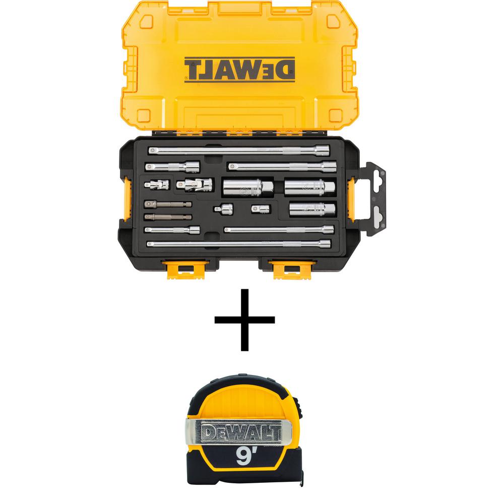 Home Depot - Dewalt 15pc 1/4" & 3/8" Drive Tool Accessory Set with Case & Pocket Tape Measure $24.97 with FS