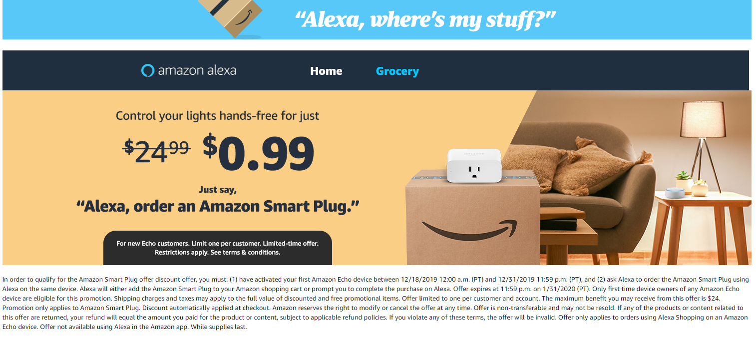 Amazon Smart Plug - $0.99 for new Echo Device Customers