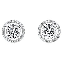 Cate & Chloe Ariel 18k White Gold Plated Halo Stud Earrings with Simulated Diamonds Gift for Women $16.99