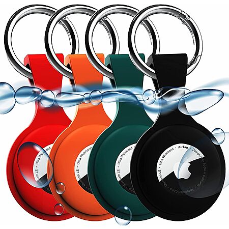 4-Pack AirTag Silicone Holder w/ Keychain (Various Colors) $3.50