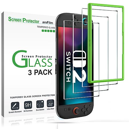 amFilm Tempered Glass Screen Protector - Nintendo Switch 2 (3-pack) $4.95