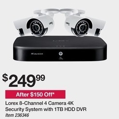 BJs Wholesale Black Friday: Lorex 8-Channel 4 Camera 4K Security System w/1TB HDD DVR for $249.99