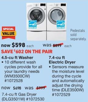 Lowe's Black Friday: LG 4.5 cu ft SmartThinQ TwinWash Stackable Front-Load Washer or 7.4 cu ft SmartThinQ Stackable Electric Dryer, Each, WYB the Pair for $598.00