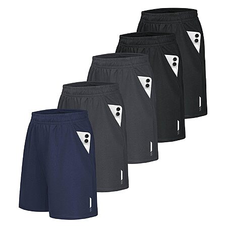 5-Pk Little Beauty Men's Athletic Gym Shorts w/ Pockets (Various)