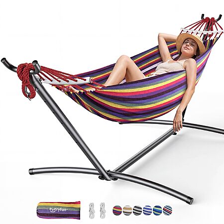 Everyfun Double Hammock w/ Stand for 2 Persons (Rainbow) $49.50 + Free S&H