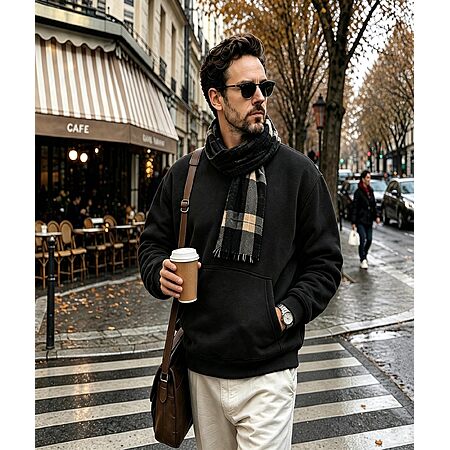 ZITY Men's Black Sherpa Lined Fleece Thermal Winter Pullover