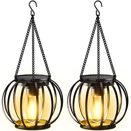 KOOPER Hanging Solar Lanterns Outdoor Waterproof 2 pack $12.99 after coupon