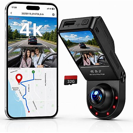 Dash Cam Front and Inside 4K+2.5K $59.99 after coupon