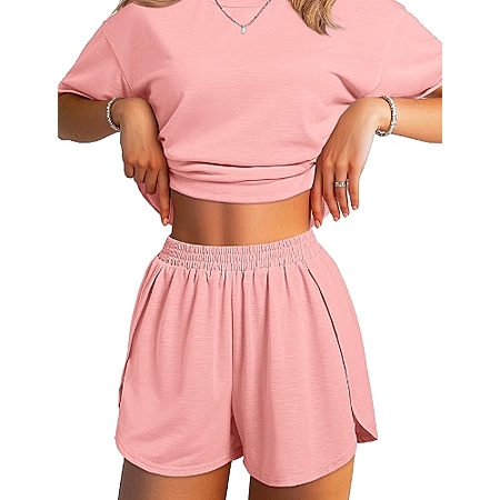JUSTFASHIONNOW Split Short Bamboo Pajama Set Cute Summer Pjs - $8.99 AC
