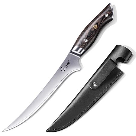 CVLIFE Fillet Knife with Leather Sheath, 7.2 Sharp 10Cr15Mov Steel Blade - $19.49 AC