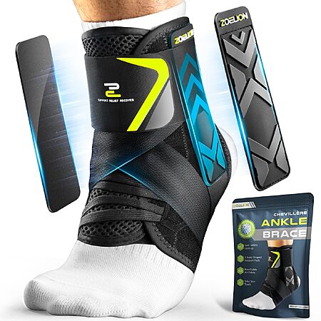 Ankle Brace with Self-Adjusting Side Pads, [Slim Fit & Flex Support] Ankle Stabilizer Support - $16.99 after coupon