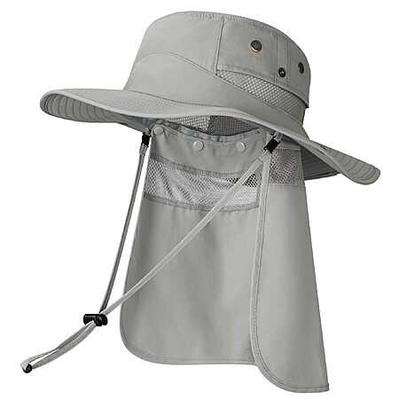 Fishing Sun Hats for Men Women, Sun Protection Hat with Neck Flap UPF 50+, Wide Brim, Breathable, Adjustable, Lightweight, Portable, Outdoor - $11.49 AC