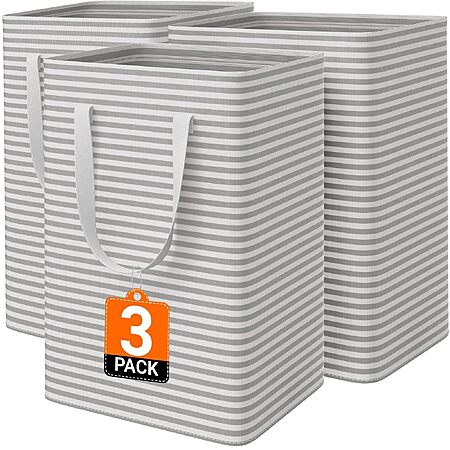 Prime Members: 3-Pk 75L Collapsible Laundry Basket (Gray) $11.70 + Free S&H