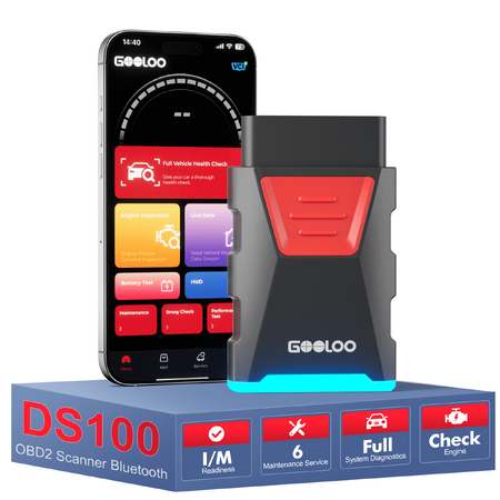 GOOLOO DS100 OBD2 Scanner Bluetooth, Full System Car Diagnostic Tool for iOS & Android
