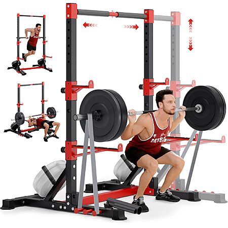 YOLEO Smith Machine Squat Rack Combo, Multi-Function Power Cage（Only Squat Rack） - $149.99 after coupon