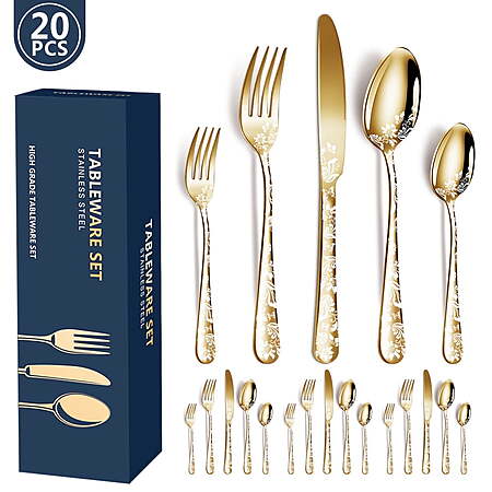 20PCS Stainless Steel Silverware Set, Mirror-Polished Cutlery Flatware Set